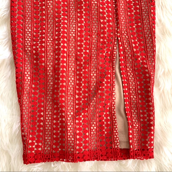 LULU’S‎ NEW WITH TAGS crochet LACE strapped sexy siren red evening cocktail - Picture 7 of 9